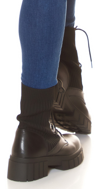 Trendy Musthave Biker Look Ankle Boots ribbed Black